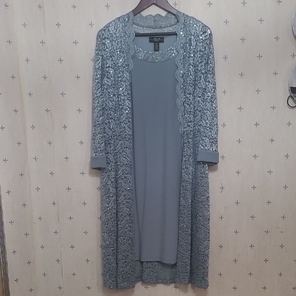 Elegant Gray Lace Overlay Dress